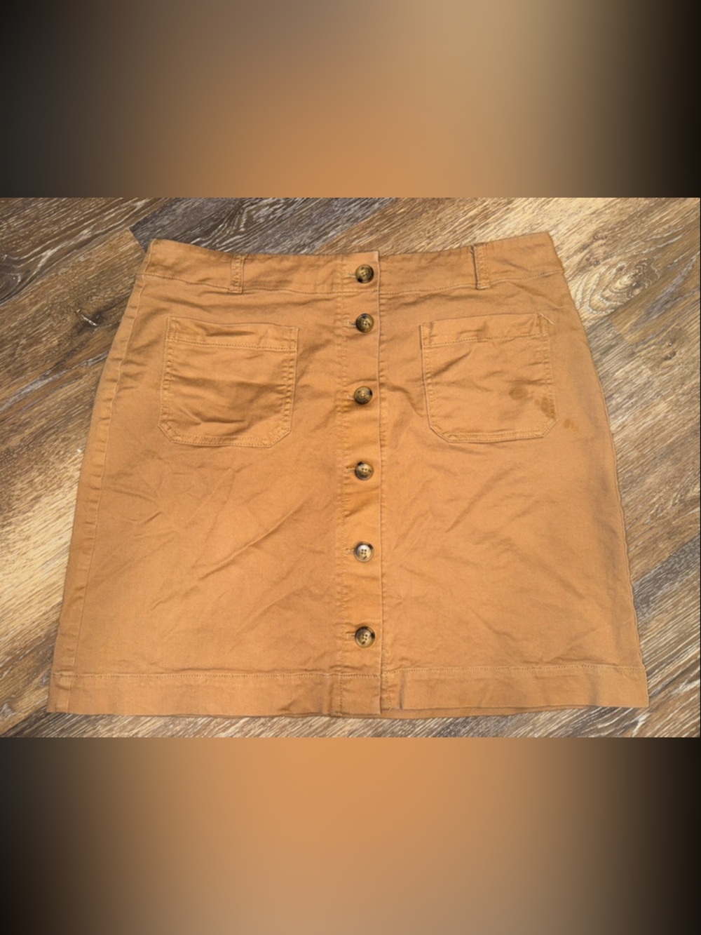 LOFT Button-Front Mini Skirt in Tan